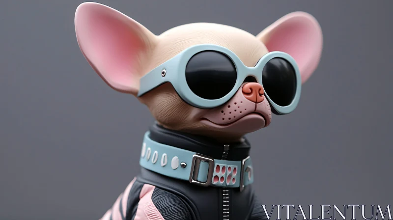 AI ART Chic Dog in Sunglasses and Leather Jacket