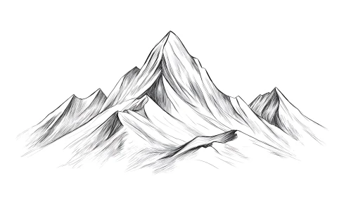 Monochrome Mountain Peaks Illustration