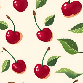 Seamless Cherry and Leaf Design