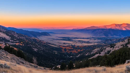 Sunset Over Mountain Valley