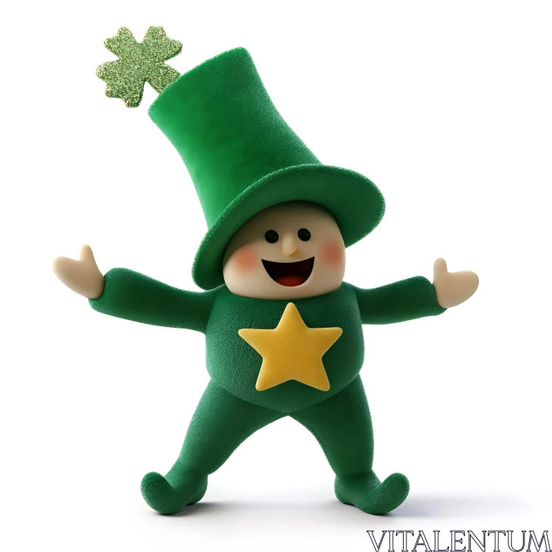 AI ART Lucky Leprechaun with Gold Star