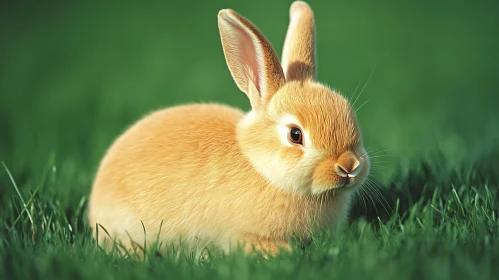 A Golden Fur Rabbit in Greenery