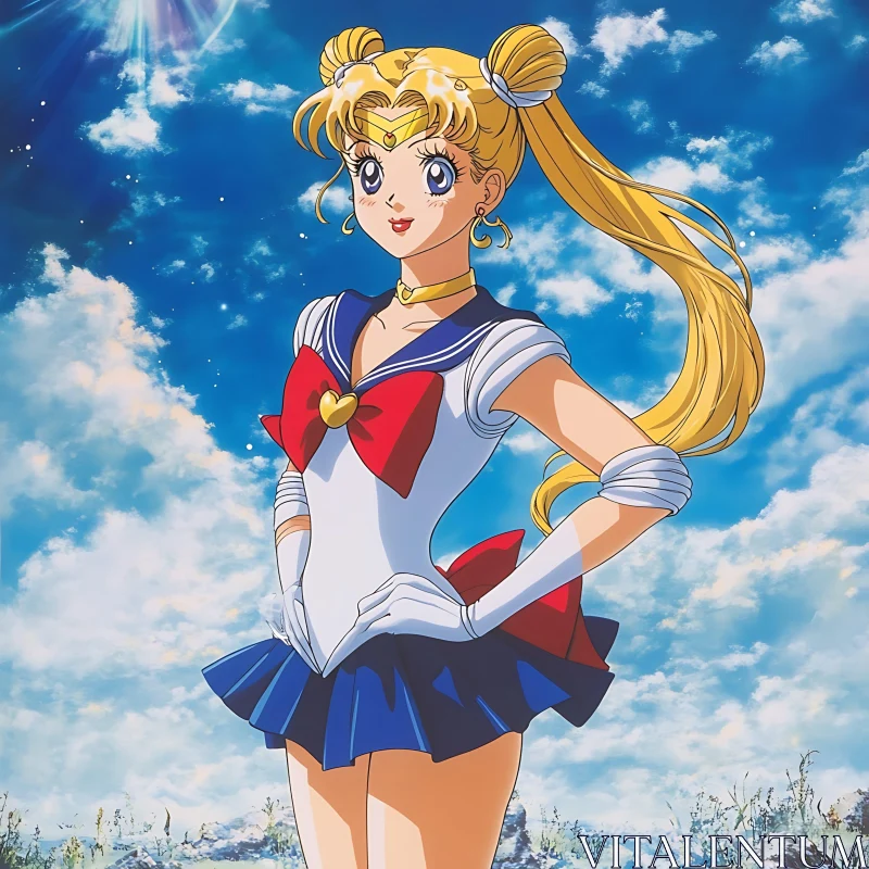 Confident Anime Character in Sailor Outfit AI Image