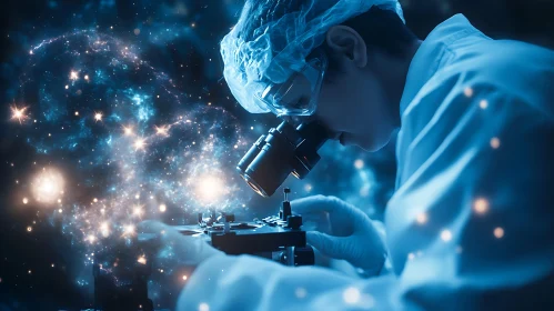 Cosmic Research: Scientist Exploring Nebula