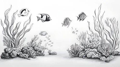 Black and White Fish and Coral