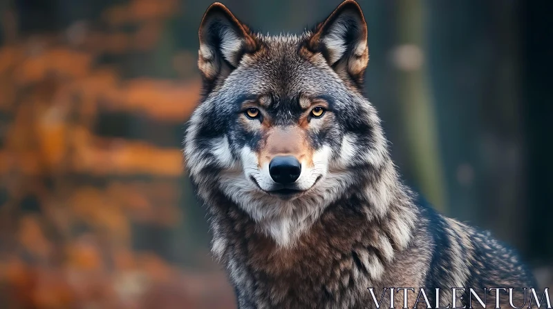 Wild Wolf Stares Intently AI Image