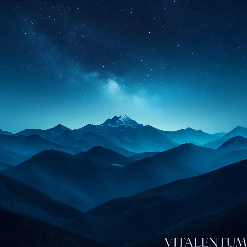 AI ART Blue Mountains at Night