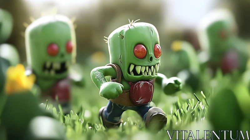 Animated Zombie Figure Running AI Image