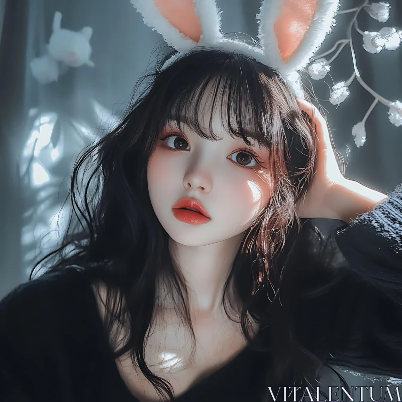 AI ART Dreamy Woman with Bunny Ears