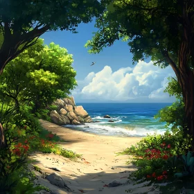 Tranquil Ocean View Beach Landscape