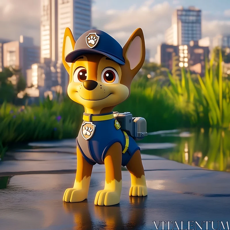 Cartoon Dog in Police Uniform AI Image