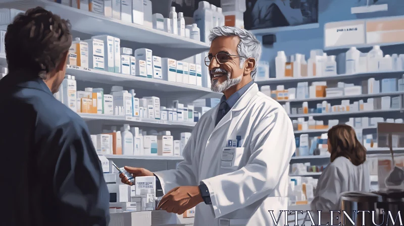 Apothecary Scene: Dispensing Care and Medicine AI Image