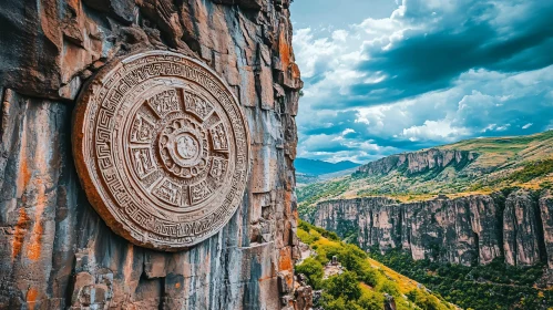 Ornate Stone Wheel in Mountainous Armenia