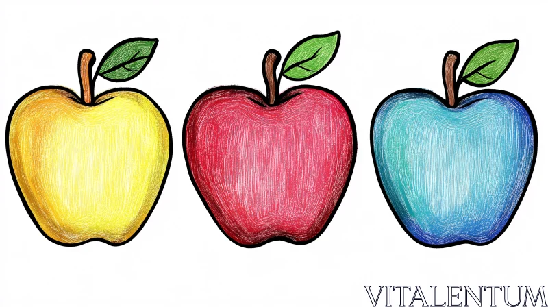 Vibrant Apple Trio Artistic Display AI Image