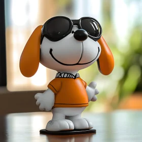 Stylish Cartoon Dog in Orange Shirt and Sunglasses