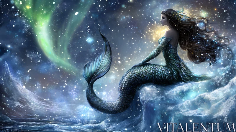 Celestial Mermaid Contemplation AI Image