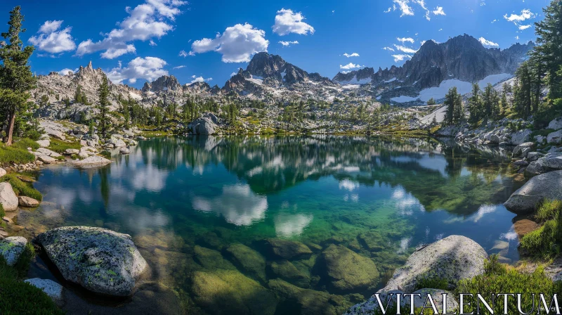 AI ART Serene Lake Amidst Majestic Mountains