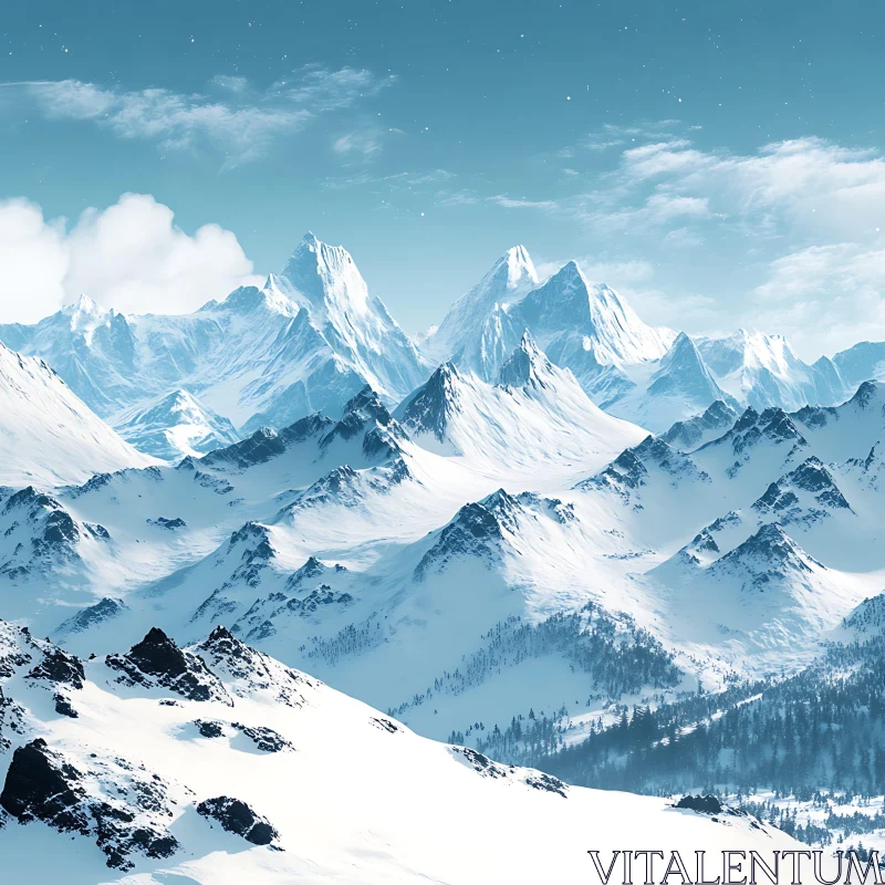 AI ART Winter Mountain Range