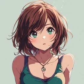 Short-Haired Anime Girl Blushing