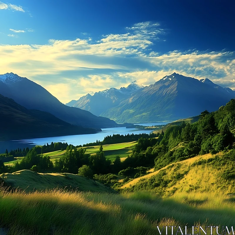 AI ART Scenic Mountain Lake View