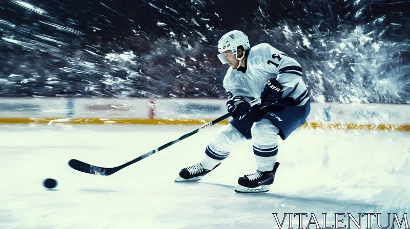 Hockey Player in Action on Ice AI Image