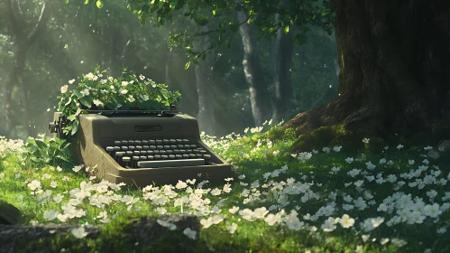 Abandoned Typewriter in Nature