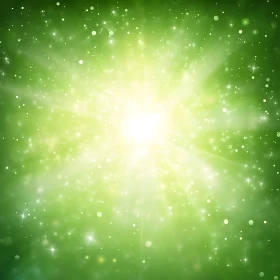 Radiant Green Light with Glittering Particles