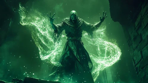 Hooded Figure with Spectral Green Aura