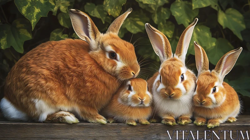 Orange Rabbit Family Gathering AI Image