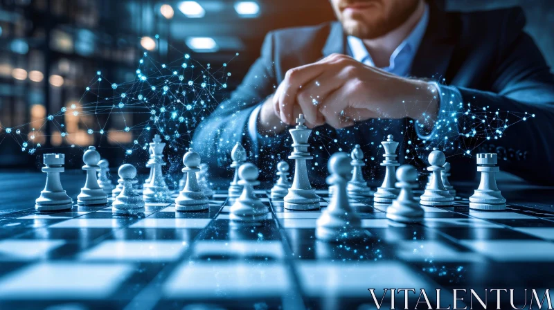 Chess Strategy with Technology Theme AI Image