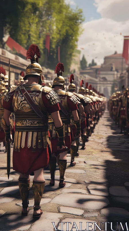 Marching Roman Legion in Historical Setting AI Image