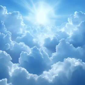 Sunlit Clouds on Blue Sky