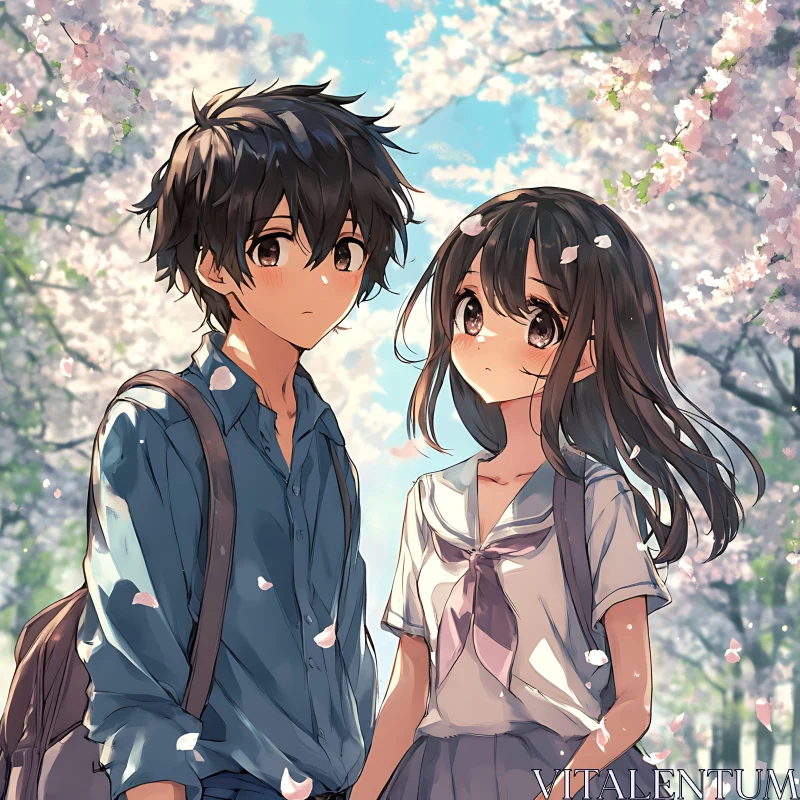 Springtime Romance in Anime Art AI Image