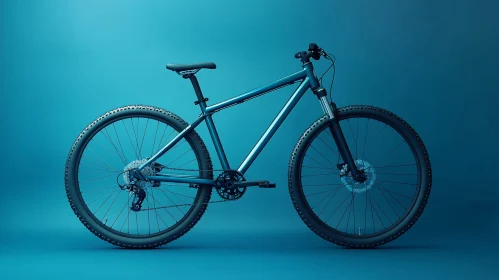 Sleek Mountain Bicycle Against Gradient Blue Backdrop