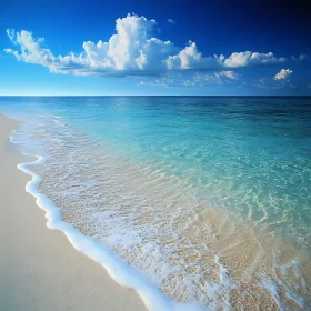 Seascape with White Sand and Blue Sky