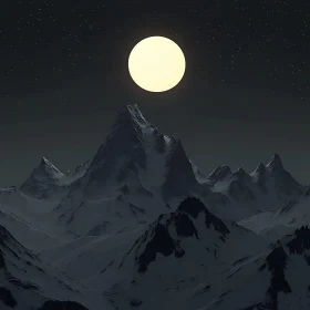 Snowy Mountains Under Moonlight