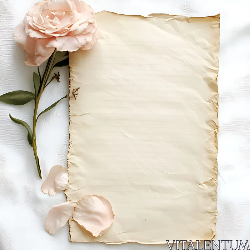 Elegant Rose with Antique Paper AI Image