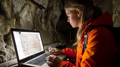 Cave Explorer with Laptop