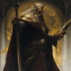 Enigmatic Wizard Warrior Illustration