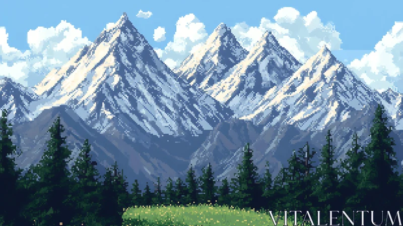 Snowy Mountain Pixel Art AI Image