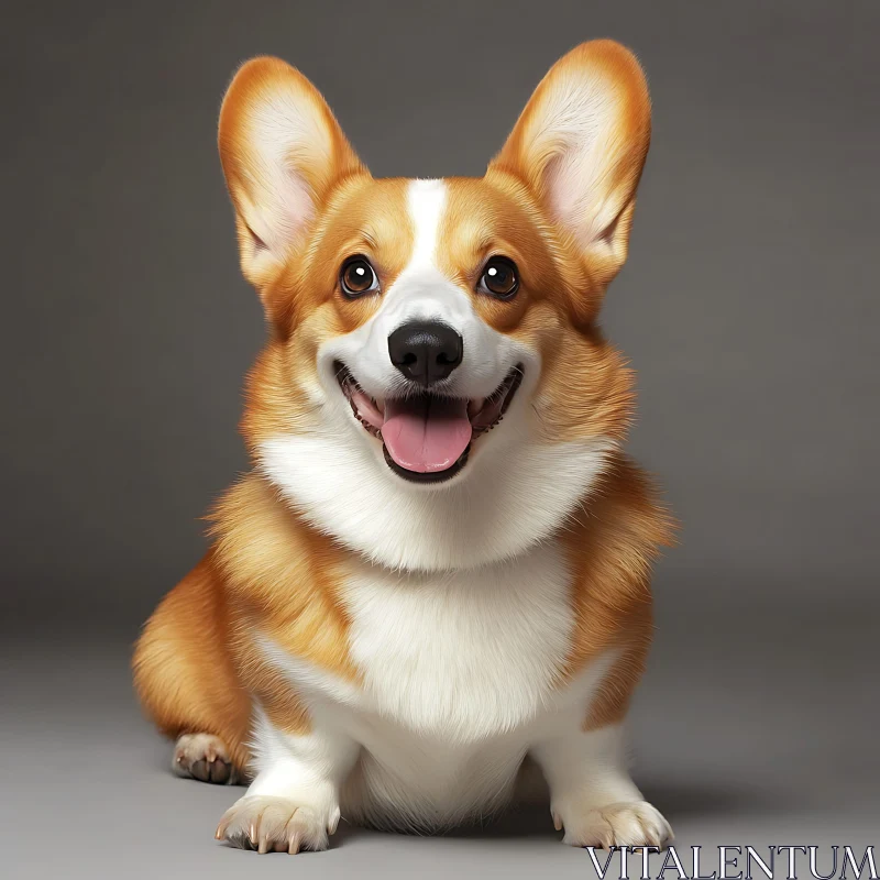 Happy Corgi Sitting with Tongue Out AI Image