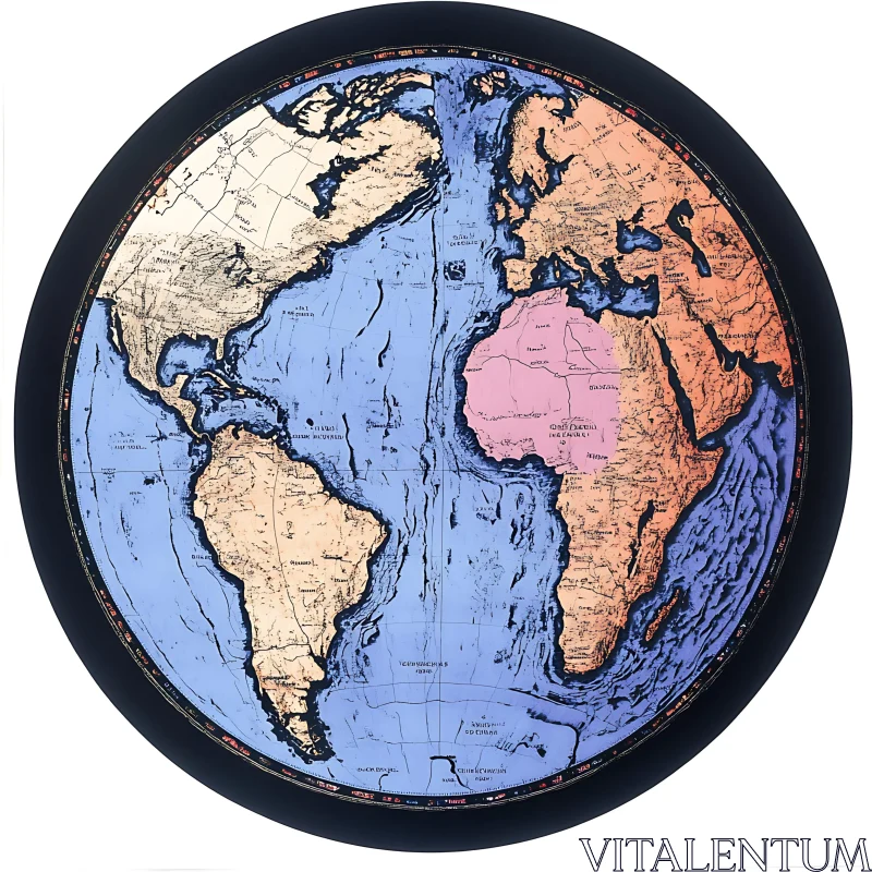 Pastel Continents Round World Map AI Image