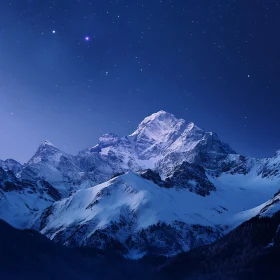 Night Scene of Snow Mountains