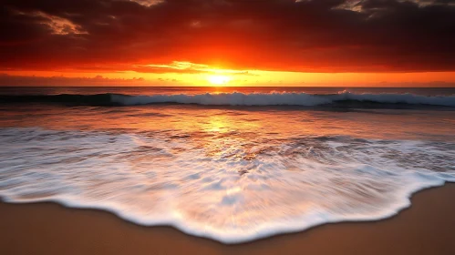 Fiery Sunset Over the Sea