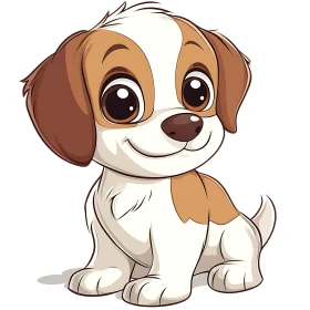 Cute Smiling Puppy in Cartoon Style