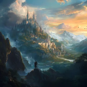 Fantasy Castle Overlooking Kingdom