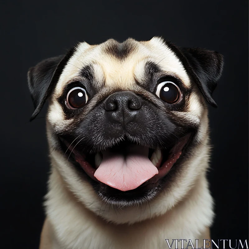 Happy Pug with Tongue Out Portrait AI Image