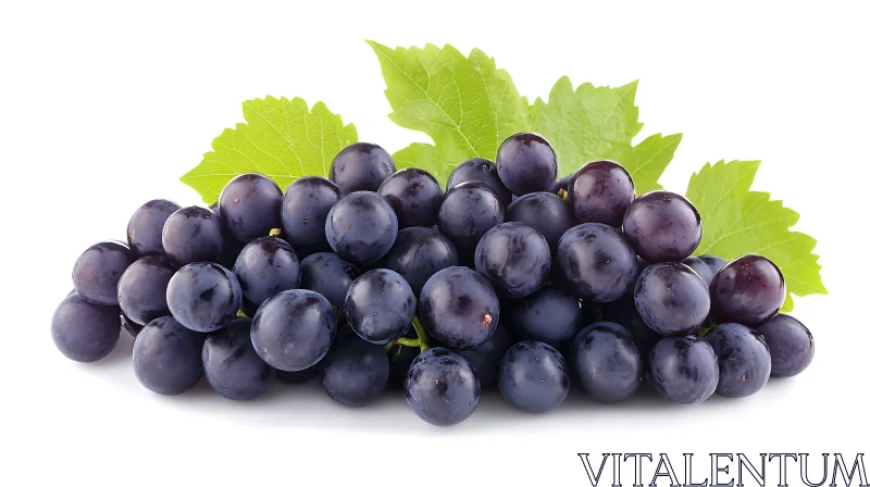 Fresh Ripe Grapes with Green Leaves AI Image