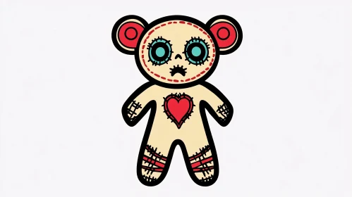 Cartoon Teddy Bear with Heart