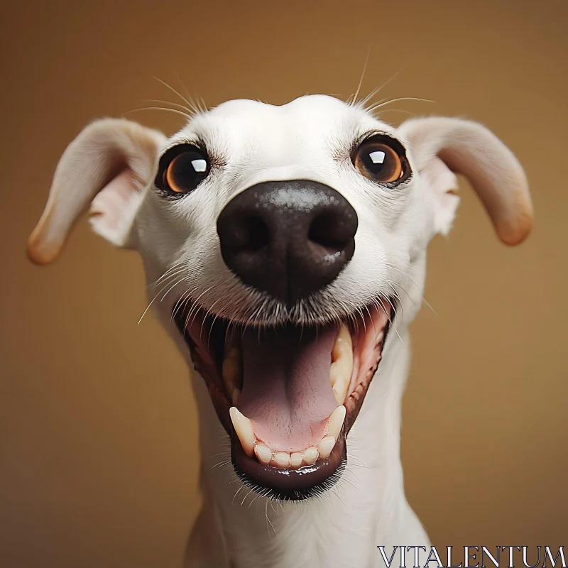 Cheerful Dog Portrait Against Beige Background AI Image